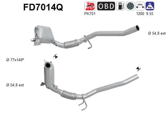 Filtre à particules / à suie, échappement AS FD7014Q