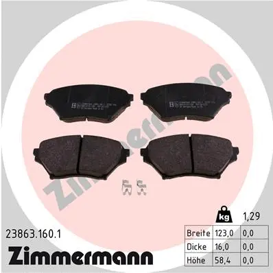 Kit de plaquettes de frein, frein à disque ZIMMERMANN 23863.160.1