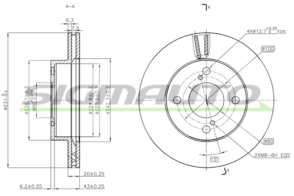 Disque de frein SIGMAUTO DBC689V