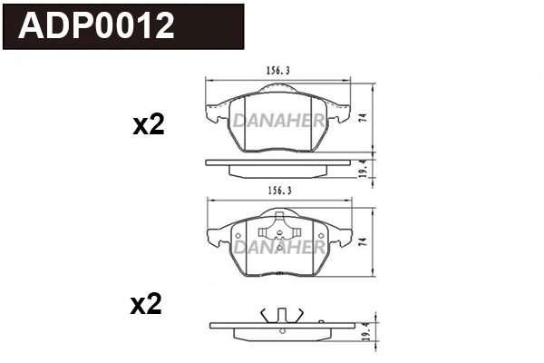 Kit de plaquettes de frein, frein à disque DANAHER ADP0012