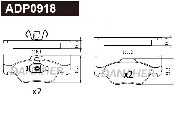 Kit de plaquettes de frein, frein à disque DANAHER ADP0918