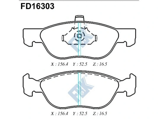 Kit de plaquettes de frein, frein à disque FBK FD16303