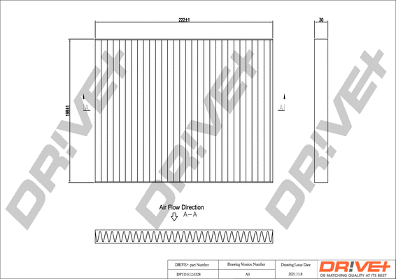 Filtre, air de l'habitacle Dr!ve+ DP1110.12.0328