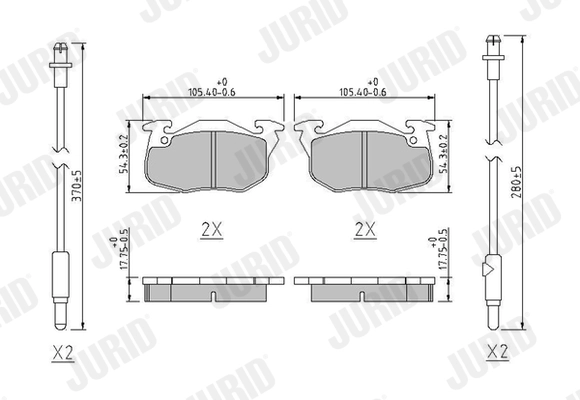 Kit de plaquettes de frein, frein à disque JURID 571525J