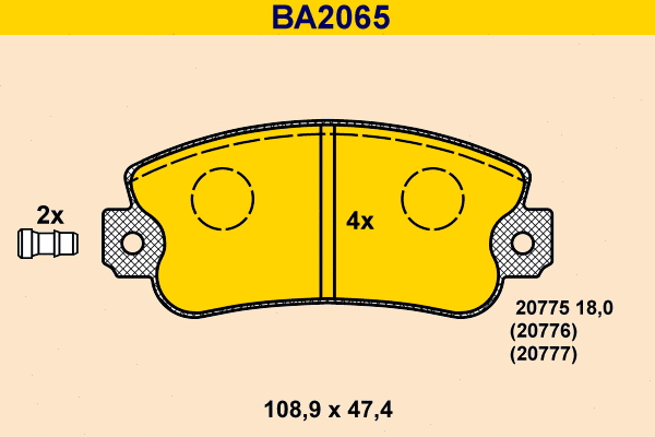 Kit de plaquettes de frein, frein à disque BARUM BA2065