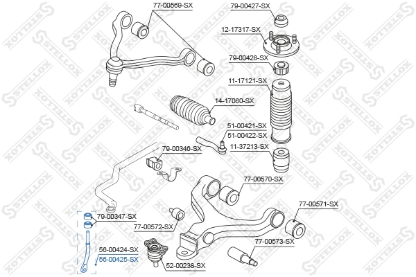 Entretoise/tige, stabilisateur STELLOX 56-00425-SX