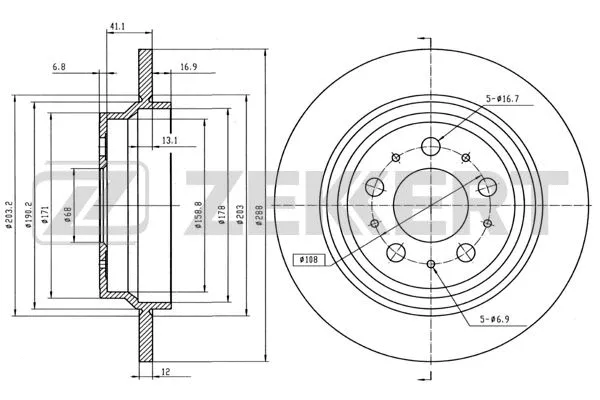 Disque de frein ZEKKERT BS-5298B