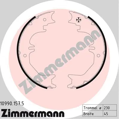Jeu de mâchoires de frein, frein de stationnement ZIMMERMANN 10990.157.5