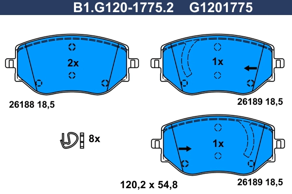 Kit de plaquettes de frein, frein à disque GALFER B1.G120-1775.2