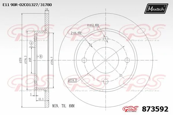 Disque de frein MAXTECH 873592