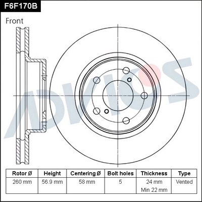 Disque de frein ADVICS F6F170B