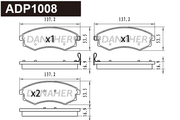 Kit de plaquettes de frein, frein à disque DANAHER ADP1008