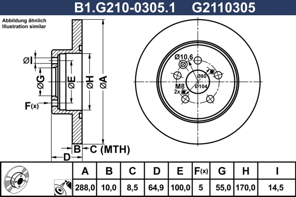 Disque de frein GALFER B1.G210-0305.1