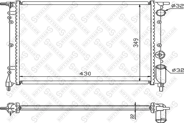 Radiateur, refroidissement du moteur STELLOX 10-25106-SX