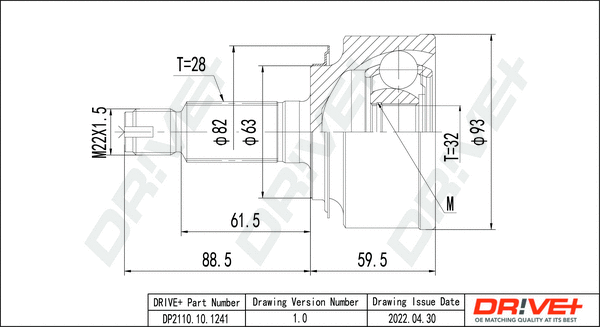 Jeu de joints, arbre de transmission Dr!ve+ DP2110.10.1241