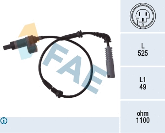 Capteur, vitesse de roue FAE 78018