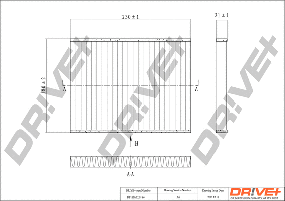 Filtre, air de l'habitacle Dr!ve+ DP1110.12.0186