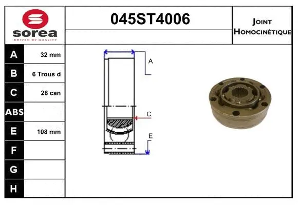 Jeu de joints, arbre de transmission STARTCAR 045ST4006