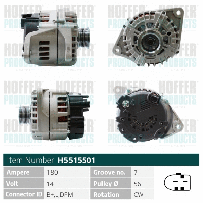 Alternateur HOFFER H5515501