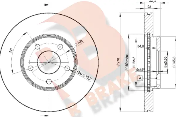Disque de frein R BRAKE 78RBD25980