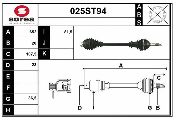 Arbre de transmission STARTCAR 025ST94