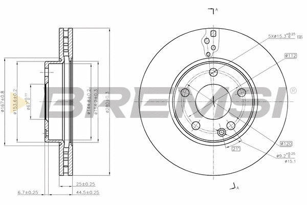 Disque de frein BREMSI CD8334V
