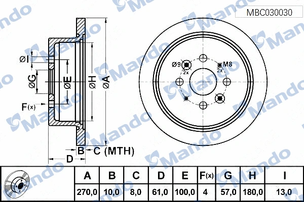 Disque de frein MANDO MBC030030