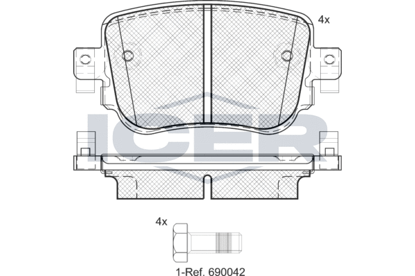 Kit de plaquettes de frein, frein à disque ICER EV2152