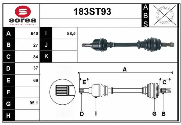Arbre de transmission STARTCAR 183ST93
