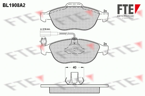 Kit de plaquettes de frein, frein à disque FTE 9010497