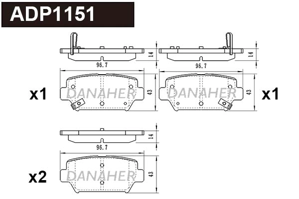 Kit de plaquettes de frein, frein à disque DANAHER ADP1151