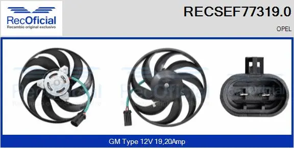 Ventilateur, refroidissement du moteur RECOFICIAL RECSEF77319.0