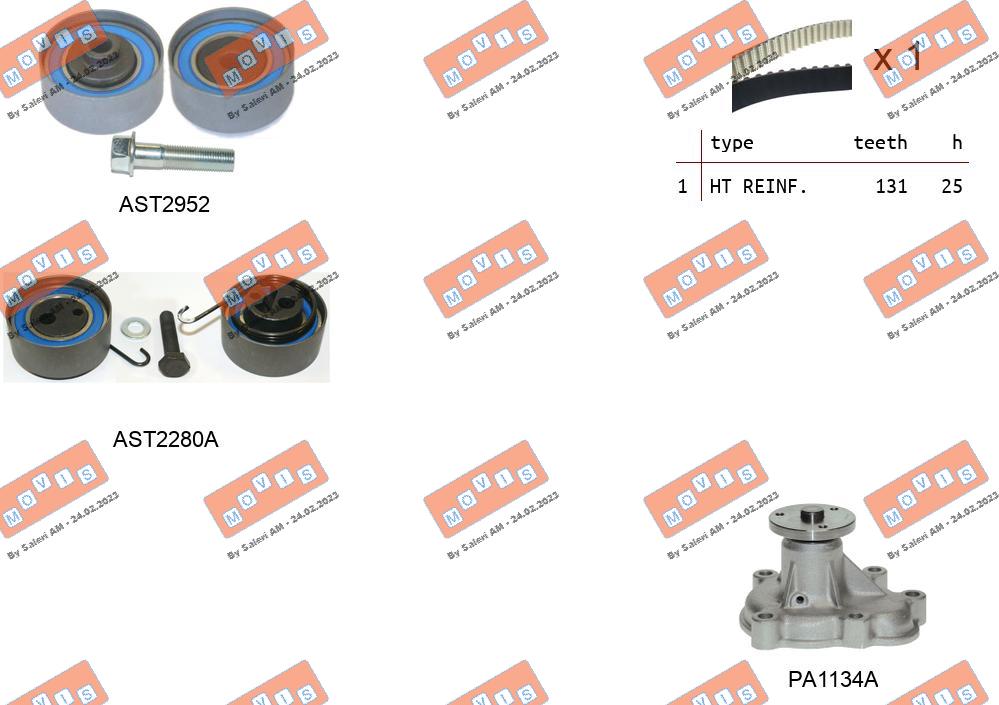 Pompe à eau + kit de courroie crantée MOVIS ASTK0868APA2
