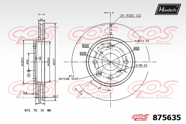 Disque de frein MAXTECH 875635