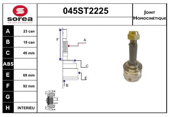 Jeu de joints, arbre de transmission STARTCAR 045ST2225