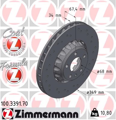 Disque de frein ZIMMERMANN 100.3391.70