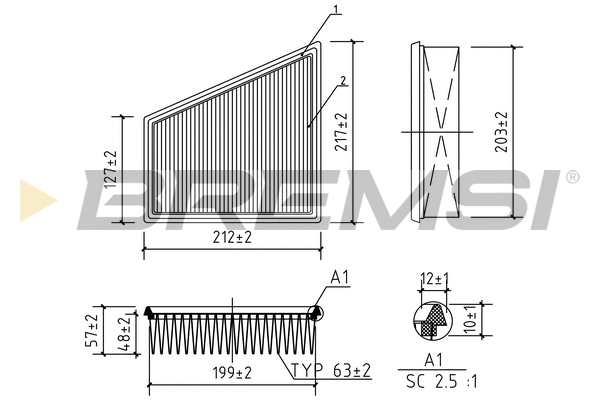 Filtre à air BREMSI FA0567