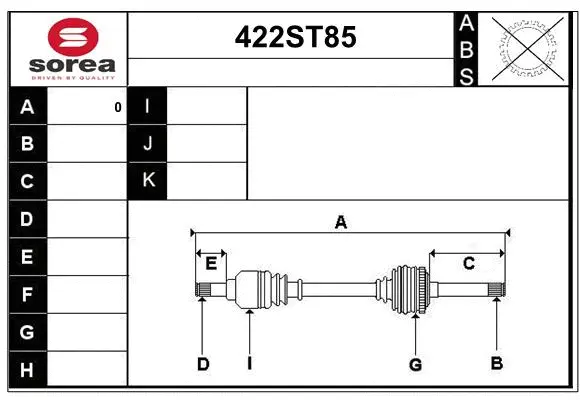 Arbre de transmission STARTCAR 422ST85