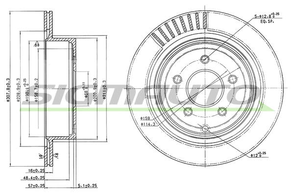 Disque de frein SIGMAUTO DBB506S