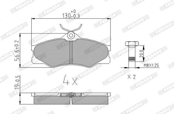 Kit de plaquettes de frein, frein à disque FERODO FVR517