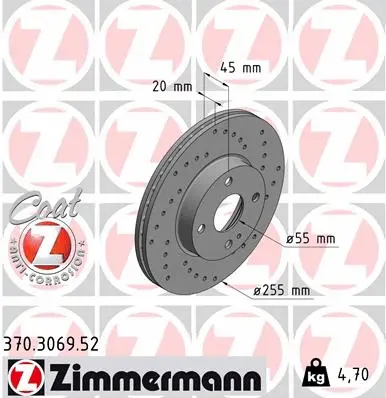 Disque de frein ZIMMERMANN 370.3069.52