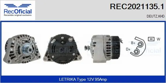 Alternateur RECOFICIAL REC2021135.1