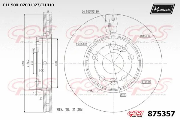 Disque de frein MAXTECH 875357