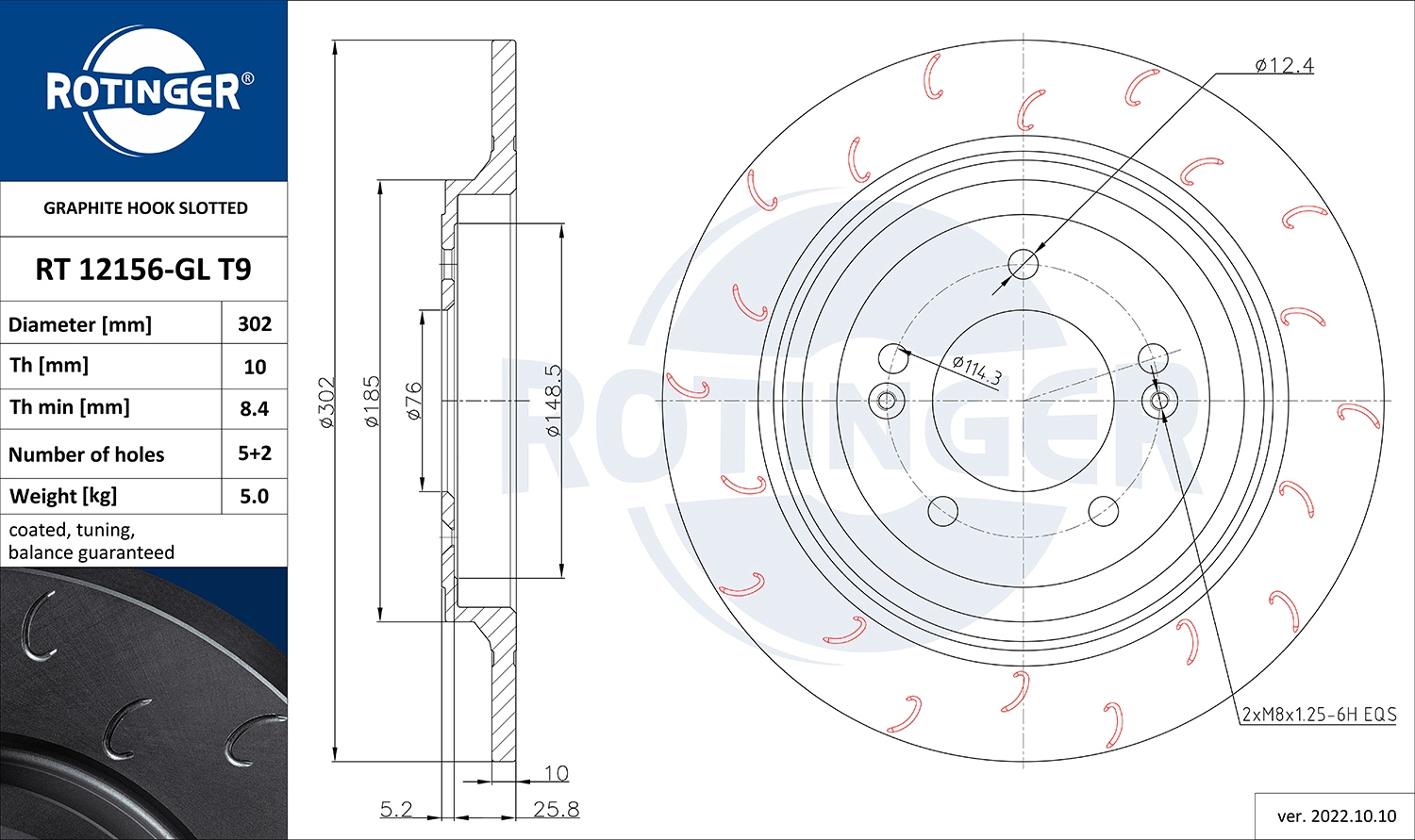 Disque de frein ROTINGER RT 12156-GL T9