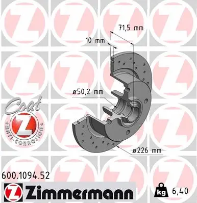 Disque de frein ZIMMERMANN 600.1094.52