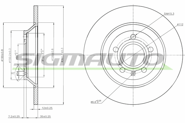 Disque de frein SIGMAUTO DBB850S
