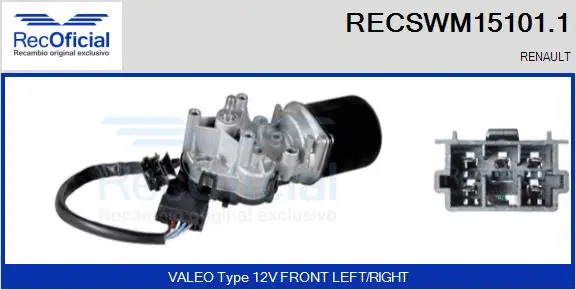 Moteur d'essuie-glace RECOFICIAL RECSWM15101.1