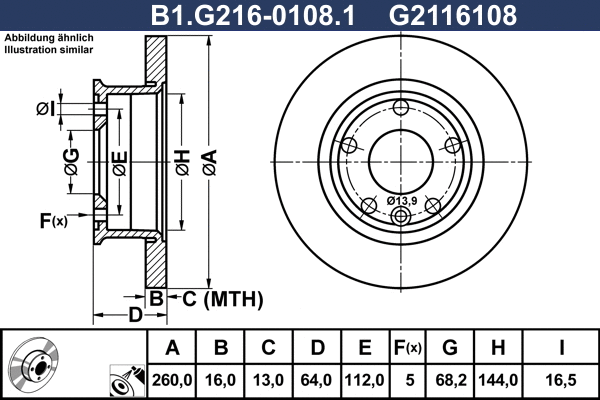 Disque de frein GALFER B1.G216-0108.1