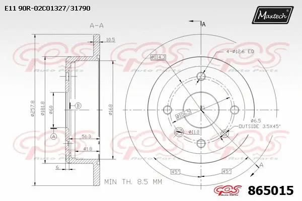 Disque de frein MAXTECH 865015