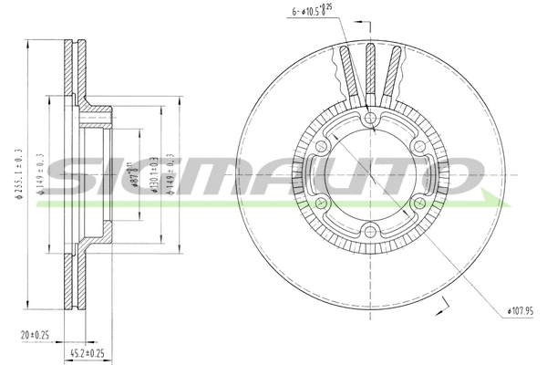 Disque de frein SIGMAUTO DBA392V